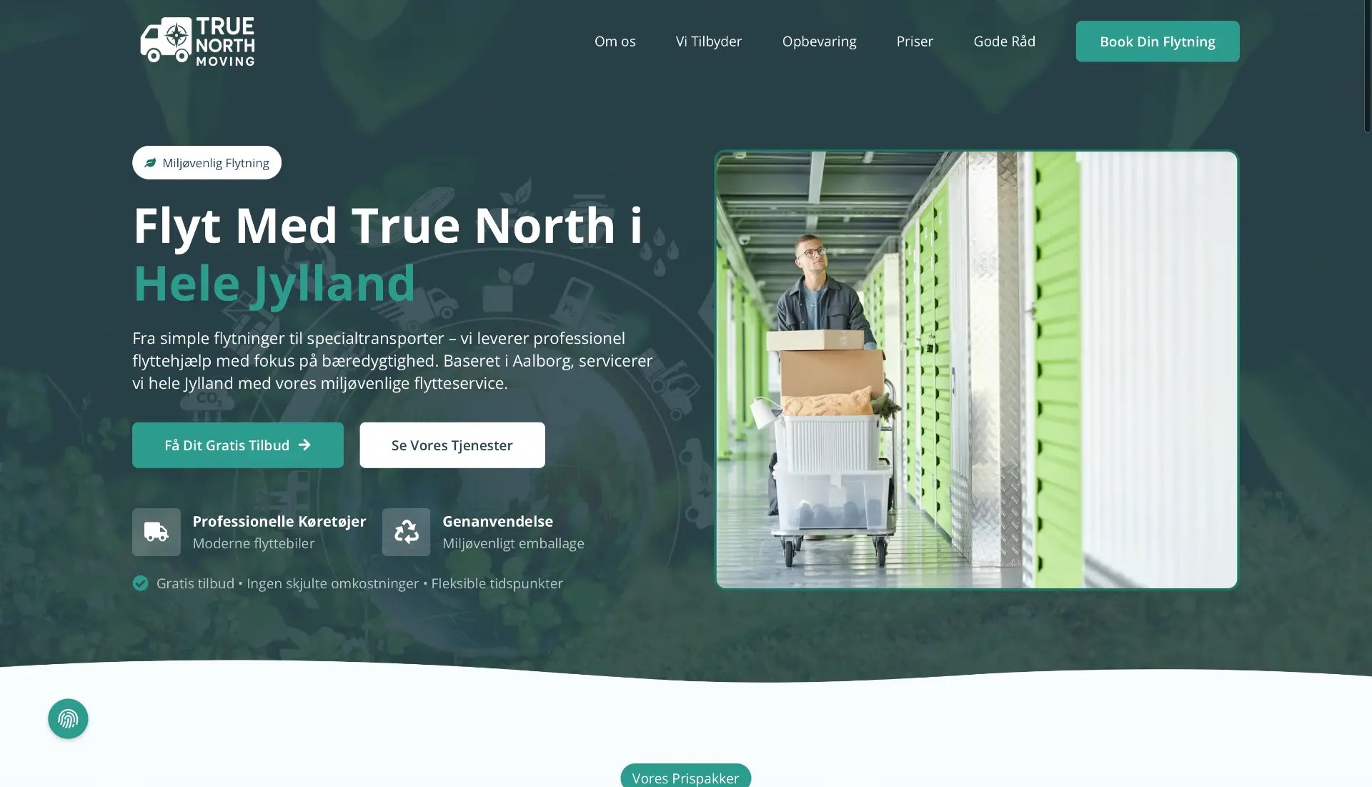 Hjemmeside for TrueNorth Moving ApS
